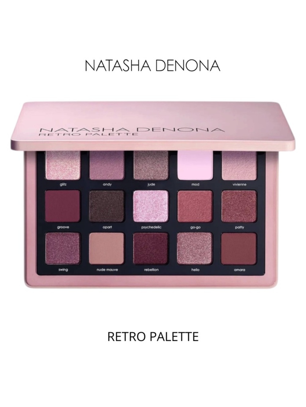 Natasha Denona Retro Eyeshadow 15 Pan Palette Pink Mauve Luxury NWT $72